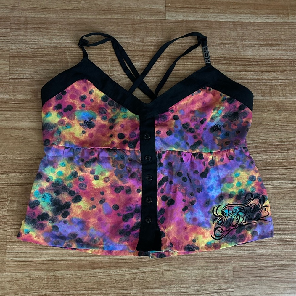 Colorful Strappy Top with Button Detail